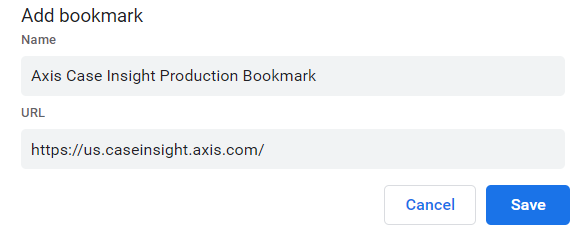 A AXIS Case Insight account bookmarked.