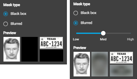 The Mask type menu showing the types of mask that can be applied.
