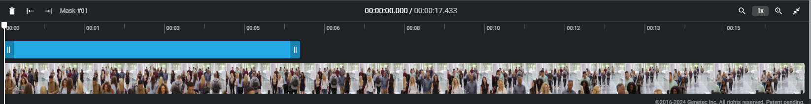 The video timeline showing the mask applied.